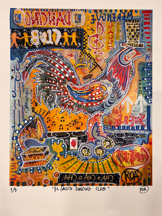 El Gallito Dancing Club - Fine Art Print Intervention *Limited Edition* (CheetahBear ART x ROA)